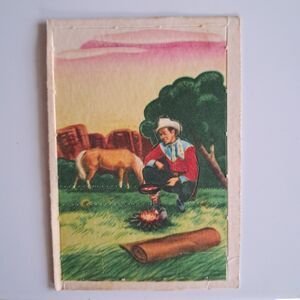 1952 Post - Roy Rogers Pop-Out Card - #12 Sundown And A Peaceful Camp Vintage